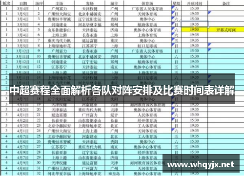 中超赛程全面解析各队对阵安排及比赛时间表详解