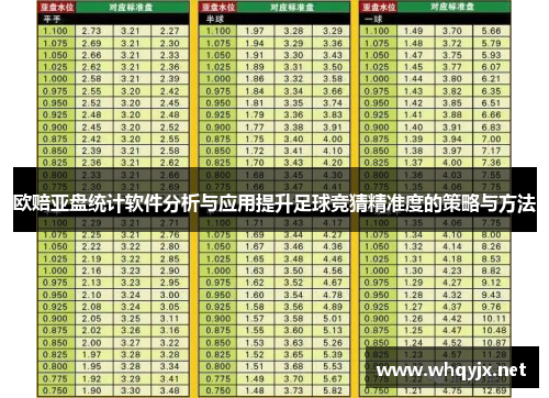 欧赔亚盘统计软件分析与应用提升足球竞猜精准度的策略与方法